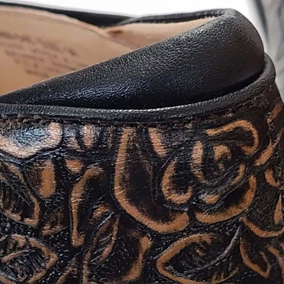 ALEGRIA 'Emma' gold/bronze and black floral embossed leather shoe size 8/Euro 38 - Picture 9 of 14